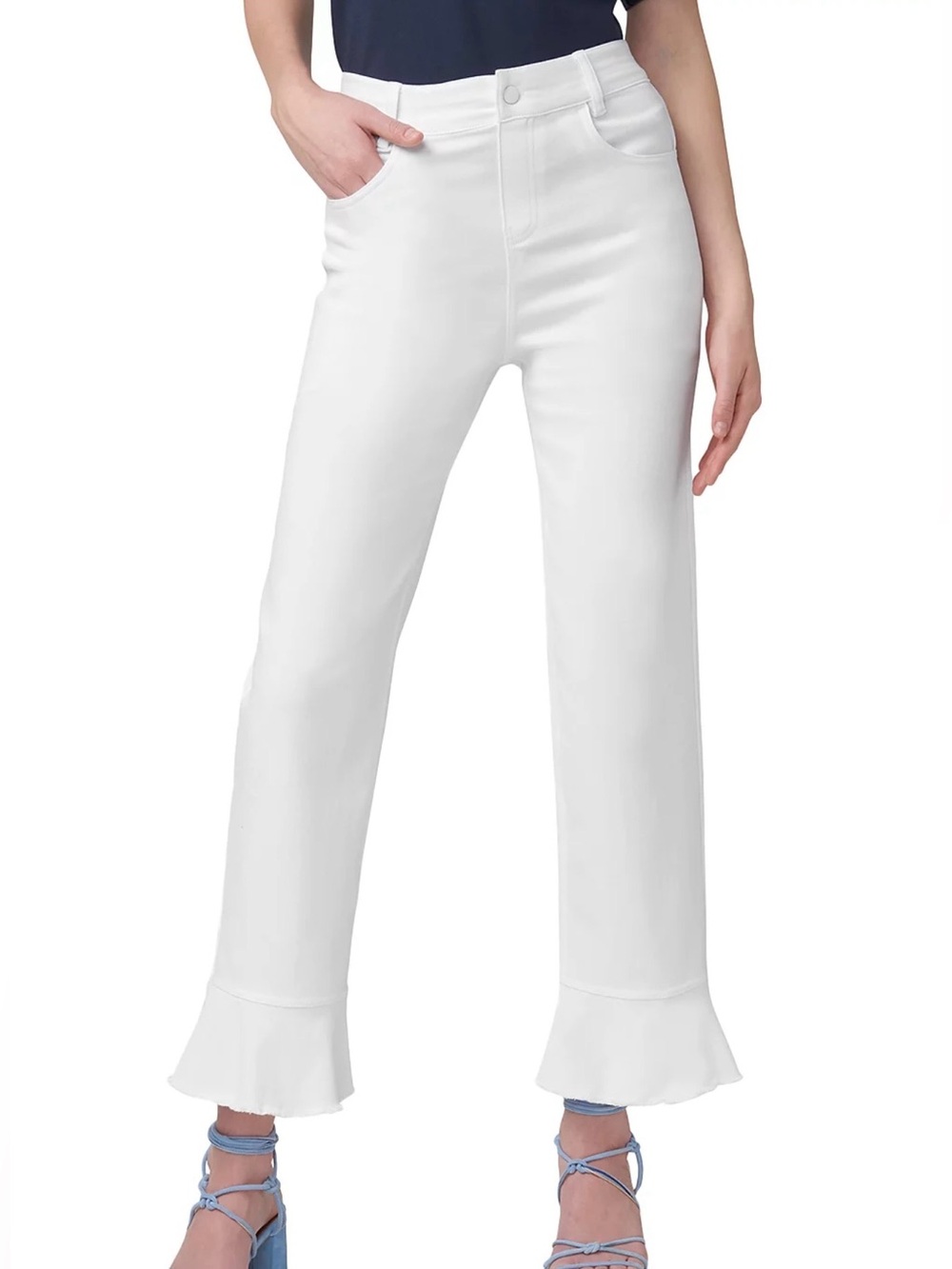 HUE High Rise Ruffle Hem Skimmer Jeans Leggings